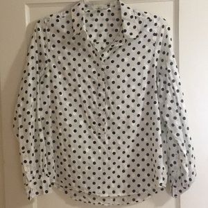 J Crew Black and White Polka Dot Button Down